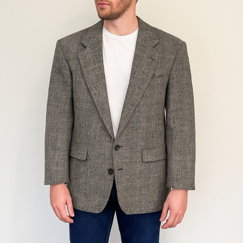 Haggar Sportcoat Size 46L Gray Tweed Vintage VTG